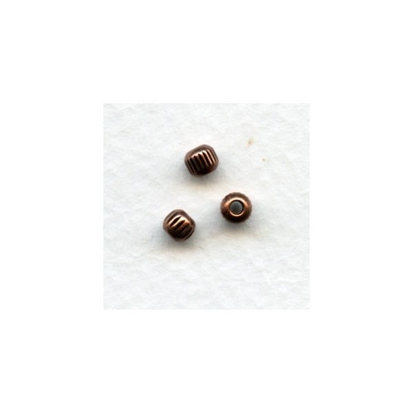 Fluted Oxidized Copper Spacer Beads 3.5mm (24)