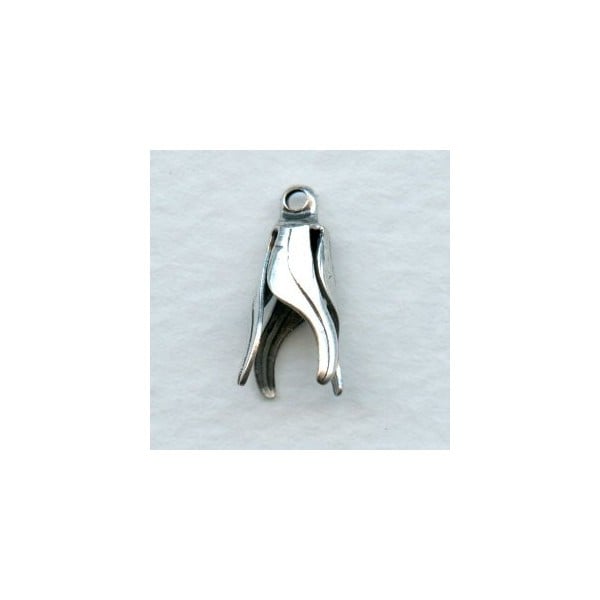 Tulip Bead Caps with Up-Eyes Oxidized Silver