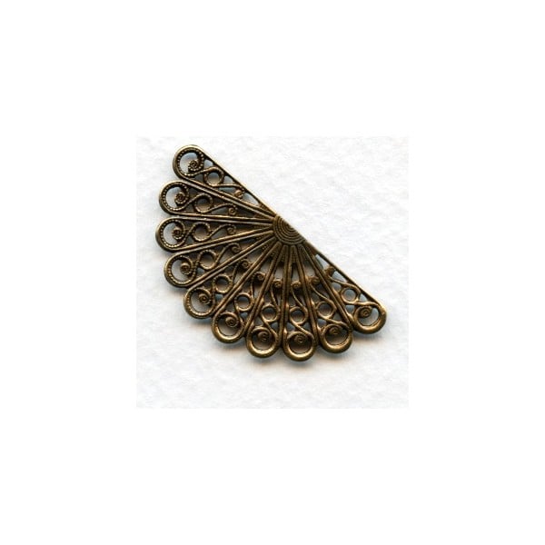 Filigree Fan Shape Oxidized Brass 38mm (6)