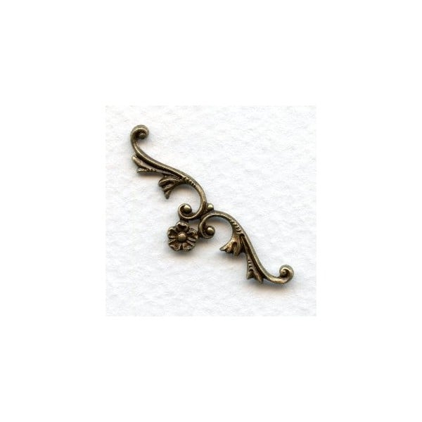 Floral Swag Stampings Oxidized Brass 35mm (6)