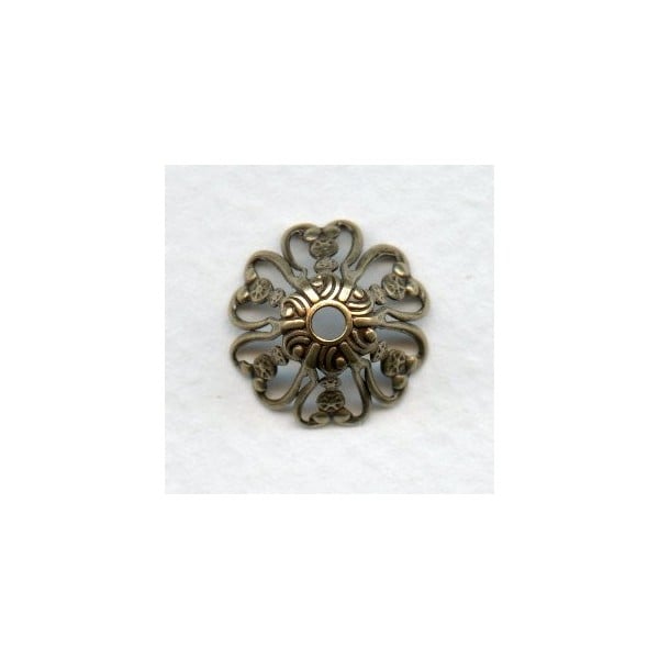 Great Filigree Bead Caps Oxidized Brass 15mm (12)