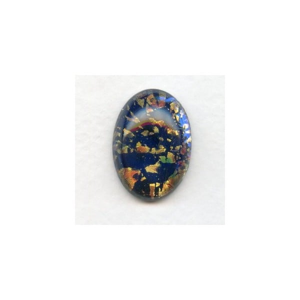 Dark Blue Glass Opal Cabochon Handmade 25x18mm