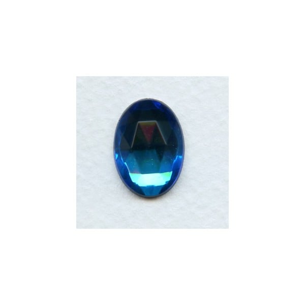Bermuda Blue Flat Back Faceted Top 18x13mm
