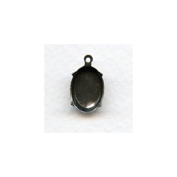Deep Settings 14x10mm Oxidized Silver (12)