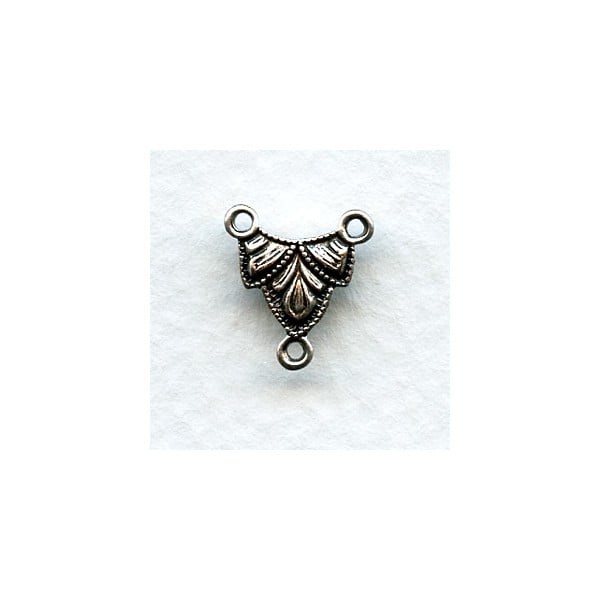 Three Loop Ornate Connectors Oxidized Silver (12)