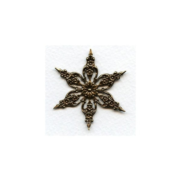 Filigree Star or Flower Shape Oxidized Brass 49mm (1)