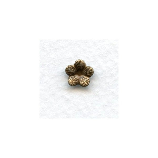 Tiny Flowers 7mm Oxidized Brass with Textured Petals (24)