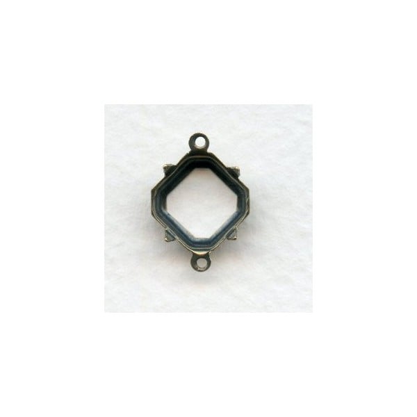 Square Octagon 10mm Setting Connectors Oxidized Brass (12)