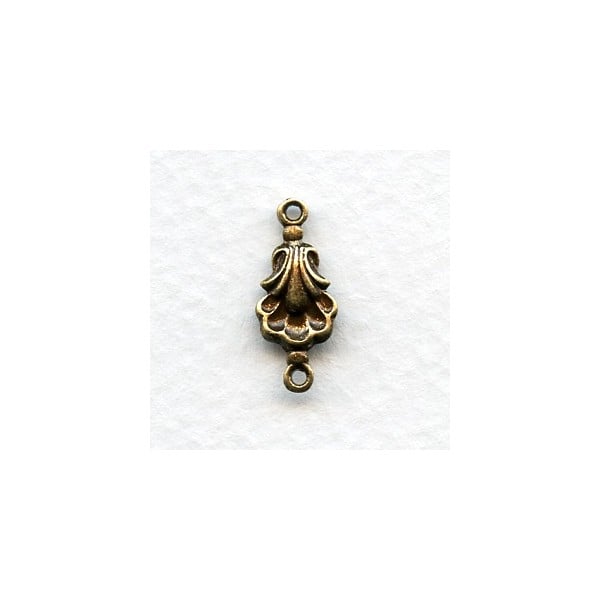Scalloped Oxidized Brass Connectors (6)