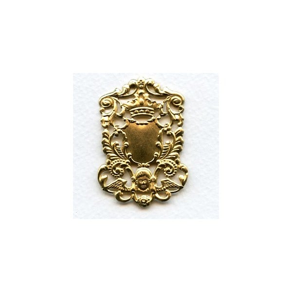 Crown and Cherub Royal Plaque Raw Brass 51mm