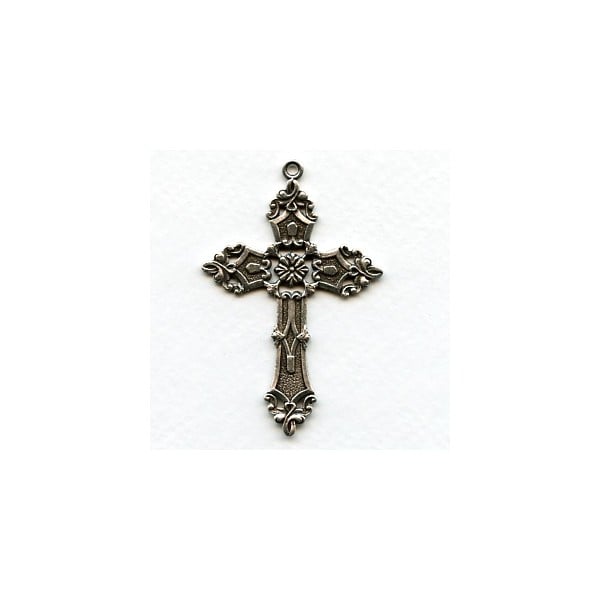 Ornate Cross Pendant Oxidized Silver (1)