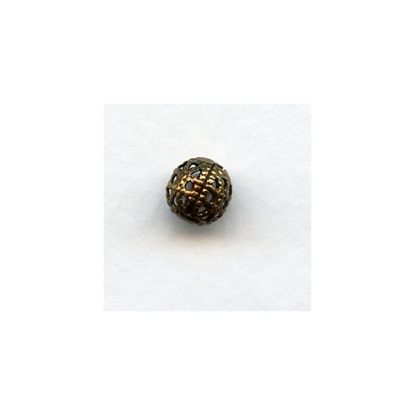 Dramatic Filigree Beads Round 6mm Oxidized Brass (12)