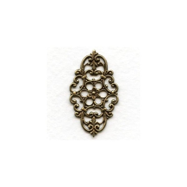 Oval Filigree Design Oxidized Brass 38x21mm (3)