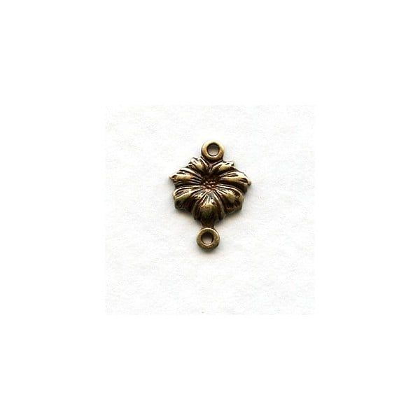 Tiny Flower Connectors Oxidized Brass (12)