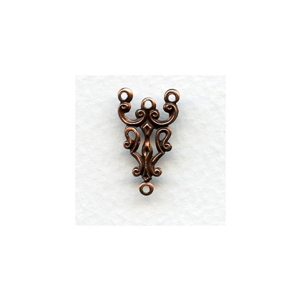 Gothic Style Three Strand Connector Oxidized Copper