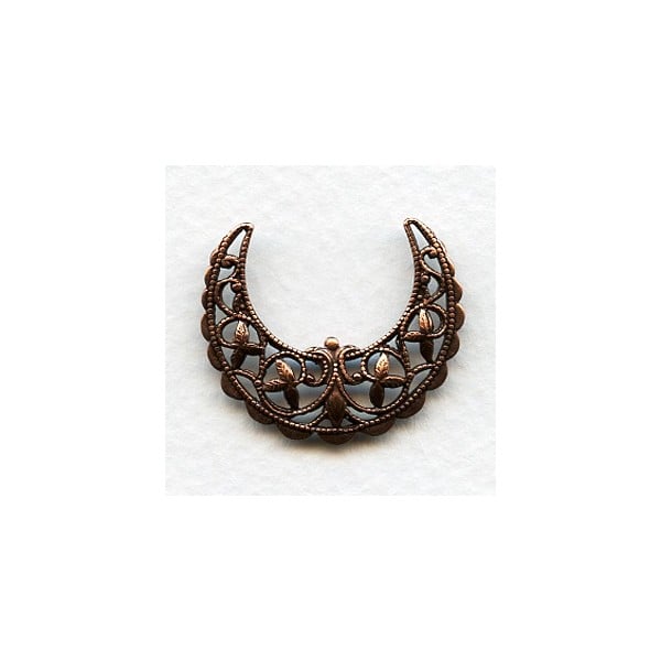 Half Moon Crescent Filigree Stamping Oxidized Copper (3)
