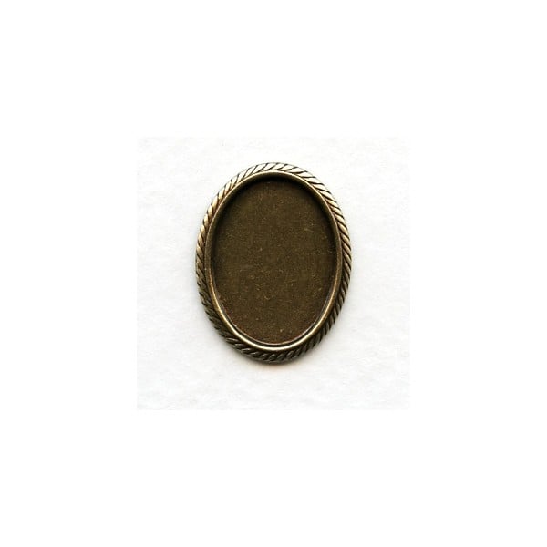Rope Edge Setting Base for 18x13mm Oxidized Brass (6)