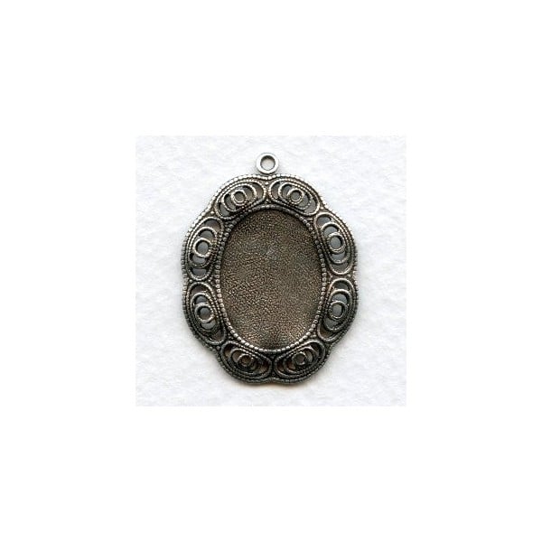 Filigree Edge Settings 18x13mm Oxidized Silver (6)