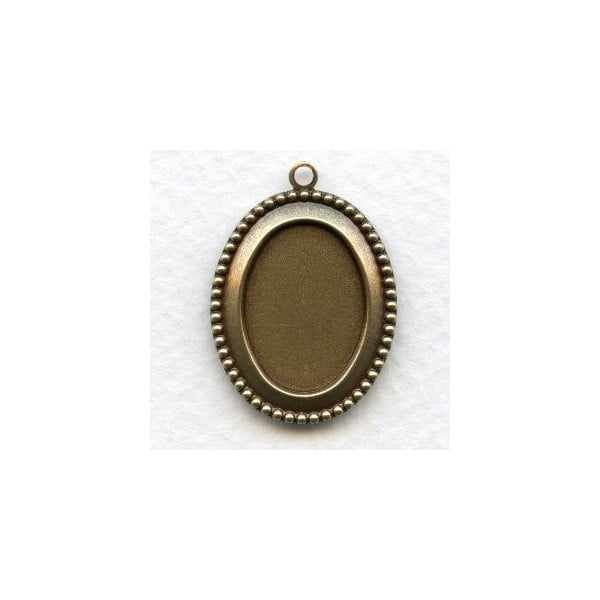 Beaded Edge Setting Pendants 18x13mm Oxidized Brass (6)