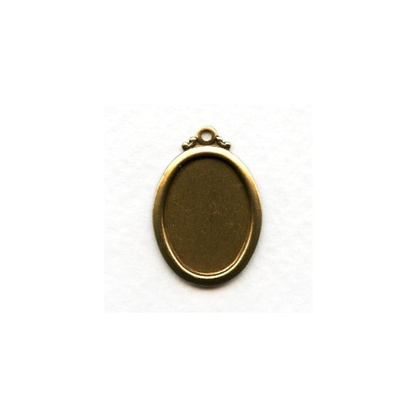 Elegant Simple Setting Pendants 18x13mm Oxidized Brass