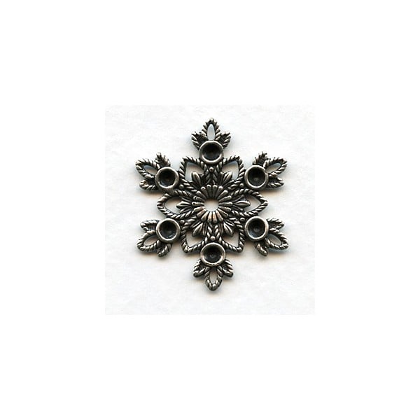 Snowflake Center Piece with Rhinestone Settings Silver (6)