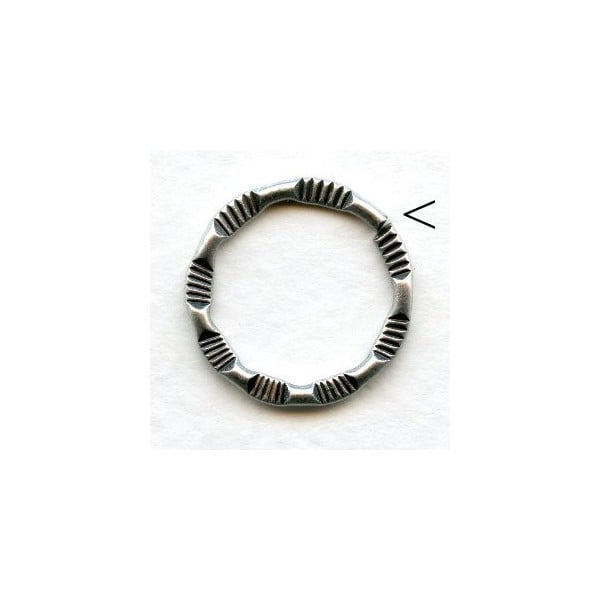 Detailed Flat Jump Ring 20mm Oxidized Silver (6)