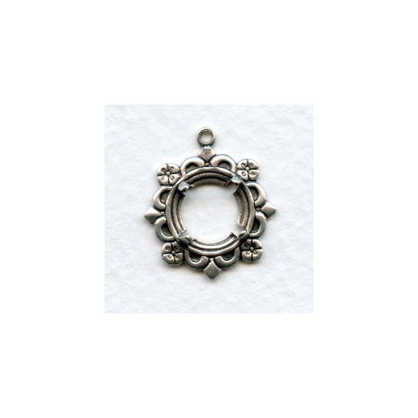 Delicate Fancy 9mm Round Settings Oxidized Silver (2)