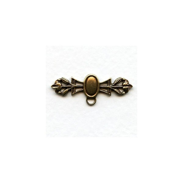 Floral Detail Bar Element with Loop Oxidized Brass 35mm (1)