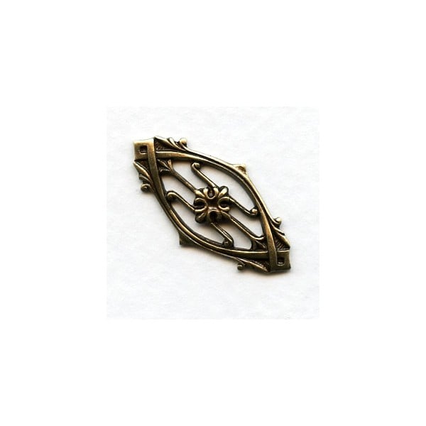 Ornamental Heavy Stamping Oxidized Brass 29x14mm (2)