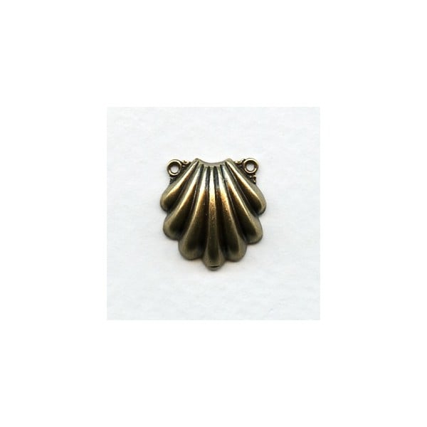 Shell-Shaped Connectors Oxidized Brass 16x15mm (4)