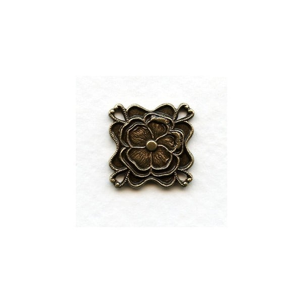 Four Loop Floral Connectors Oxidized Brass (2)