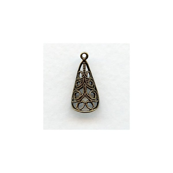 Filigree Cone With A Loop Oxidized Brass (4)