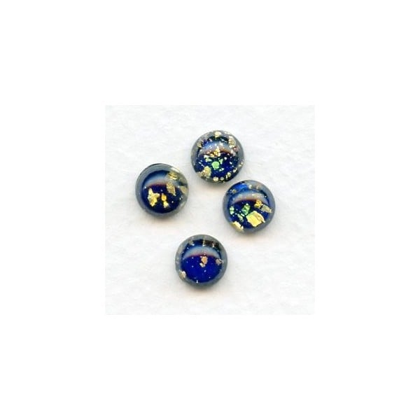 Dark Blue Glass Opal Cabochons Handmade 7mm (4)