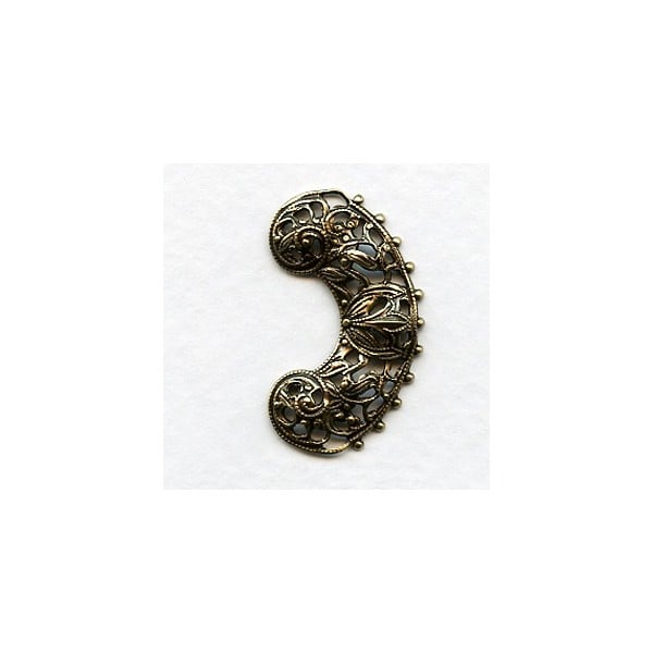 Half Moon Crescent Shape Filigrees Oxidized Brass
