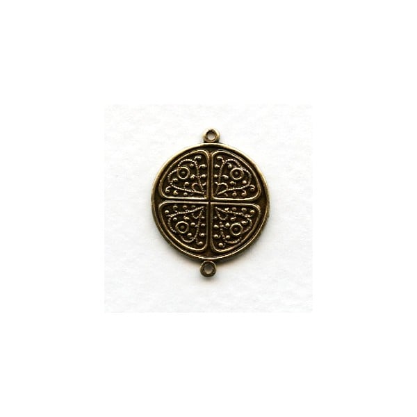 Embossed Disc Connectors Oxidized Brass 22mm (6)