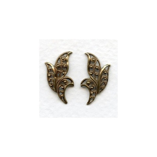 European Filigrees Oxidized Brass 20mm Leaves (1 set)