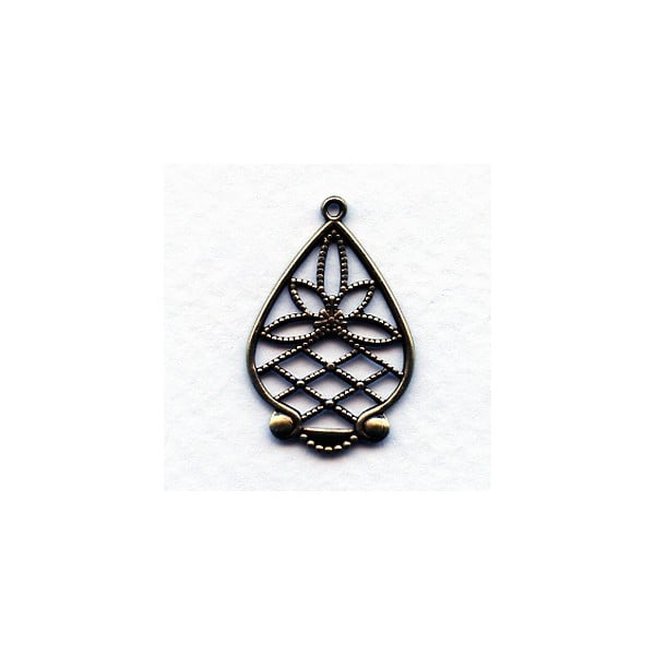 ^Floral Fan Detail Pendants Oxidized Brass (4)