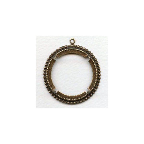 Beaded Edge Setting 38mm Oxidized Brass (1)
