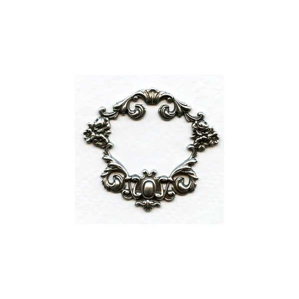 Elegant Rococo Floral Framework Oxidized Silver (1)