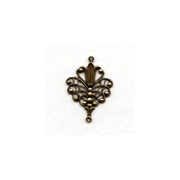 Floral Filigree Connectors Oxidized Brass (6)
