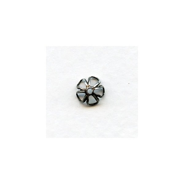 Retro Flower Power Bead Caps 6mm Oxidized Silver (12)