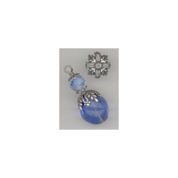 Floral and Filigree 12mm Bead Caps Oxidized Silver (6)
