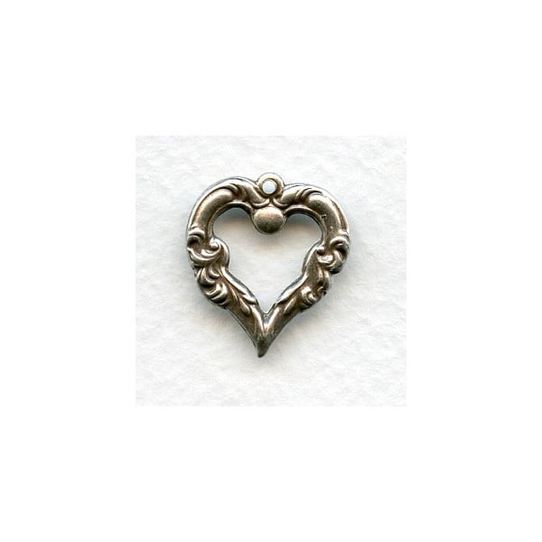 Fancy Heart Pendant Oxidized Silver 18mm (12)