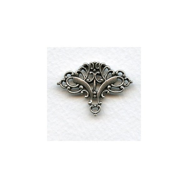 Ornate Connector Old World Solid Oxidized Silver (1)