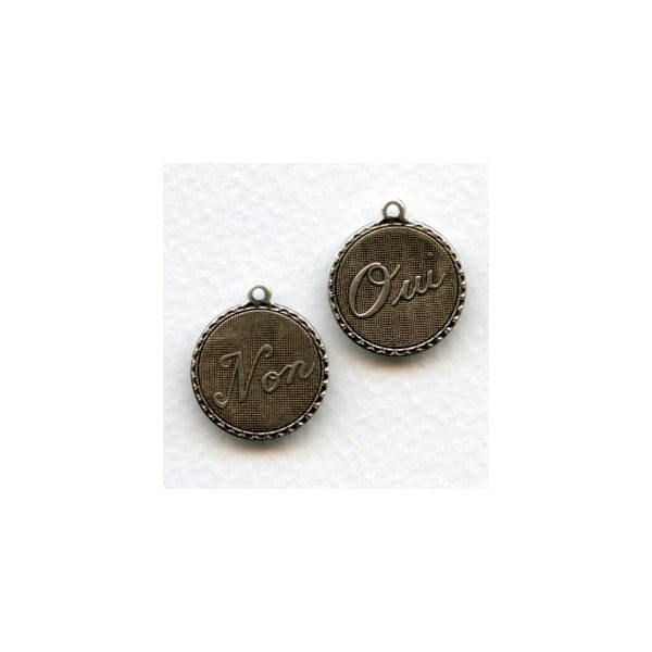 Oui and Non Pendant French Charms Oxidized Silver (3)