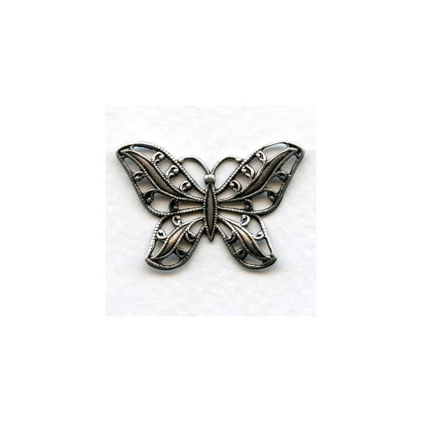 Filigree Butterflies 30mm Oxidized Silver (3)