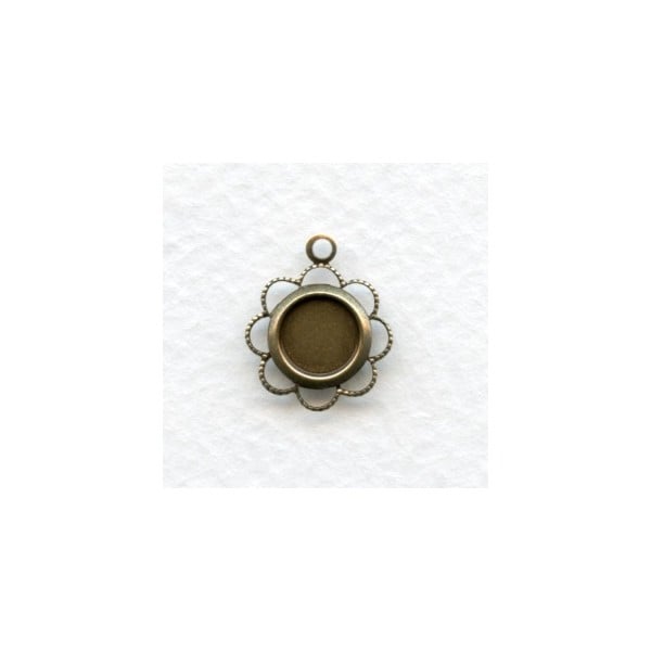 Delicate Filigree 7mm Settings Oxidized Brass (12)