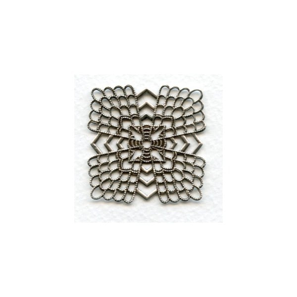 Elegant Flat Filigrees 38mm Oxidized Silver (3)