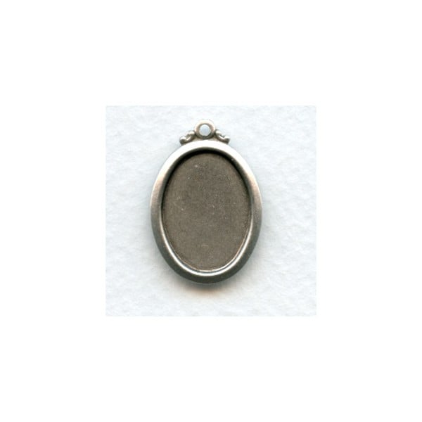 Elegant Simple Setting Pendants 18x13mm Oxidized Silver