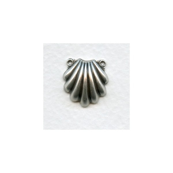 Shell-Shaped Connectors Oxidized Silver 16x15mm (4)
